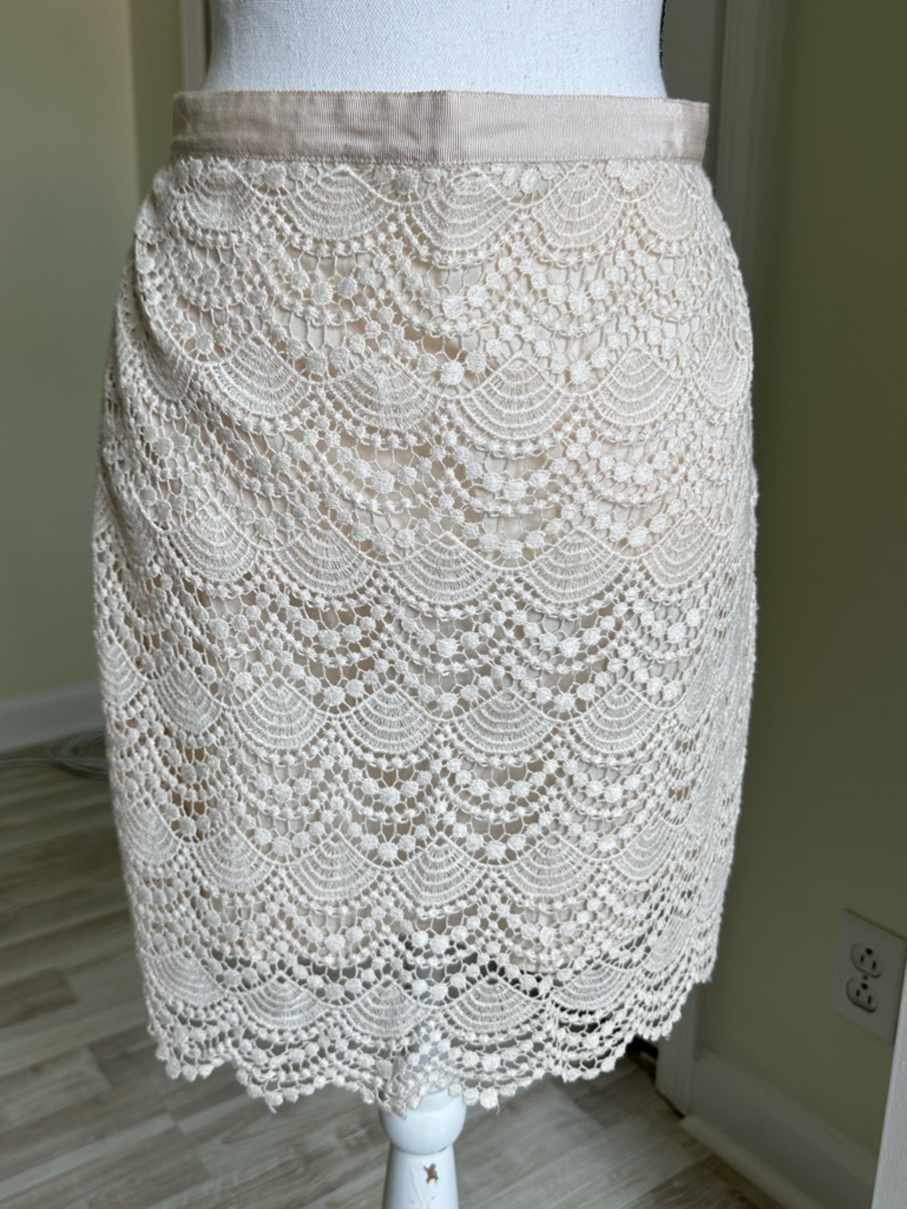 Club Monaco Ivory Crochet Mini Skirt